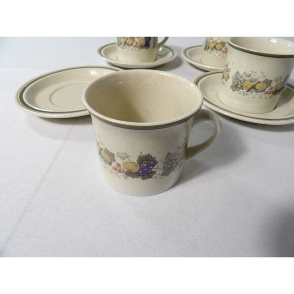 Royal Doulton Harvest Garland Cups Saucer Set of 4 Vintage 1976 Lambeth Stonewar - Picture 8 of 10